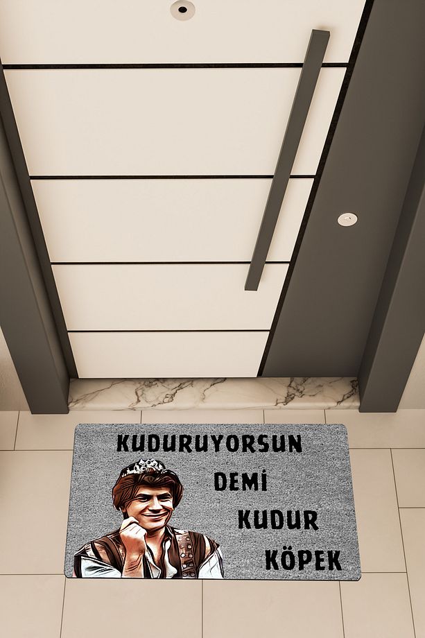 Yüksek Kaliteli Dijital Baskı Gri, Prens Kudur Köpek temalı Kapı Önü Paspası - 1