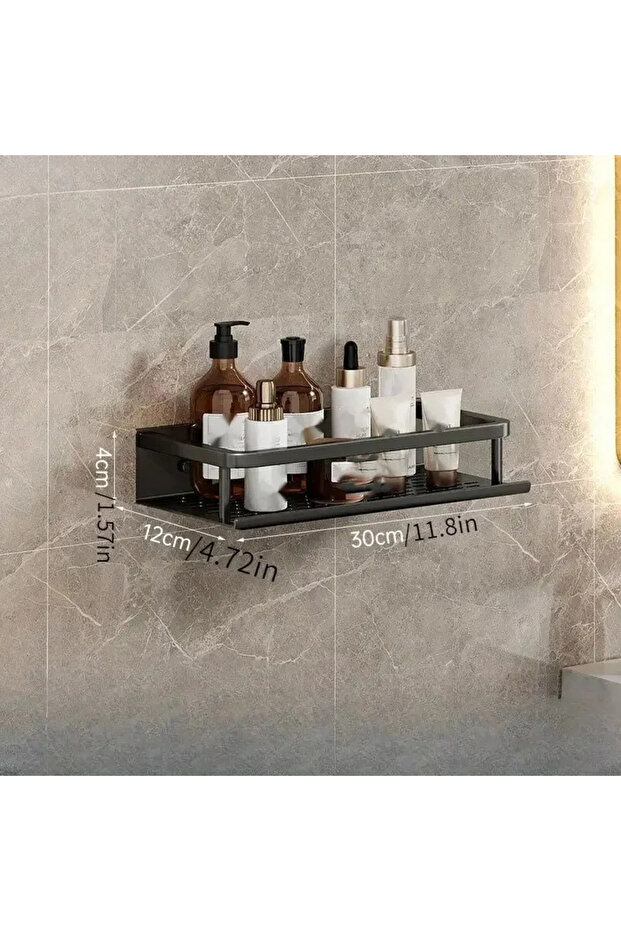 30cm Black Black Bathroom Shower Room Storage Rack Toiletries Shelf Storage Is Perfect For Bathroom