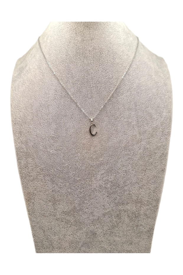 Silver Color Letter C Necklace