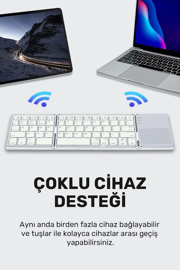 Touch Pro Katlanabilir Bluetooth Type-c Klavye Türkçe Q Android / Ios - 3