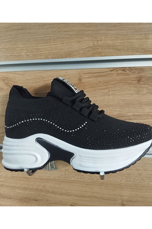 Yazlık Yüksek Topuk Simli Spor Ayakkabı - 1