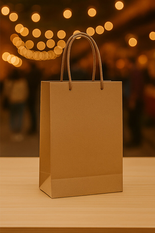 Kraft Çanta 12x17cm 12 ADET Kalın Kraft Poşet Kraft Poşet Hediye Poşeti 12 Ad. - 3