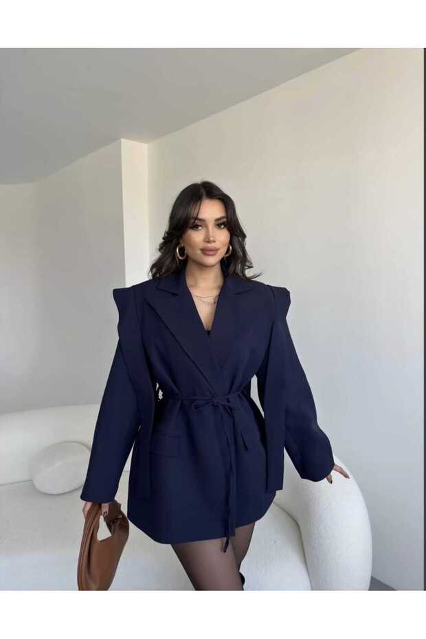 Women's New Season Design Tie-Up Jacket Navy Blue