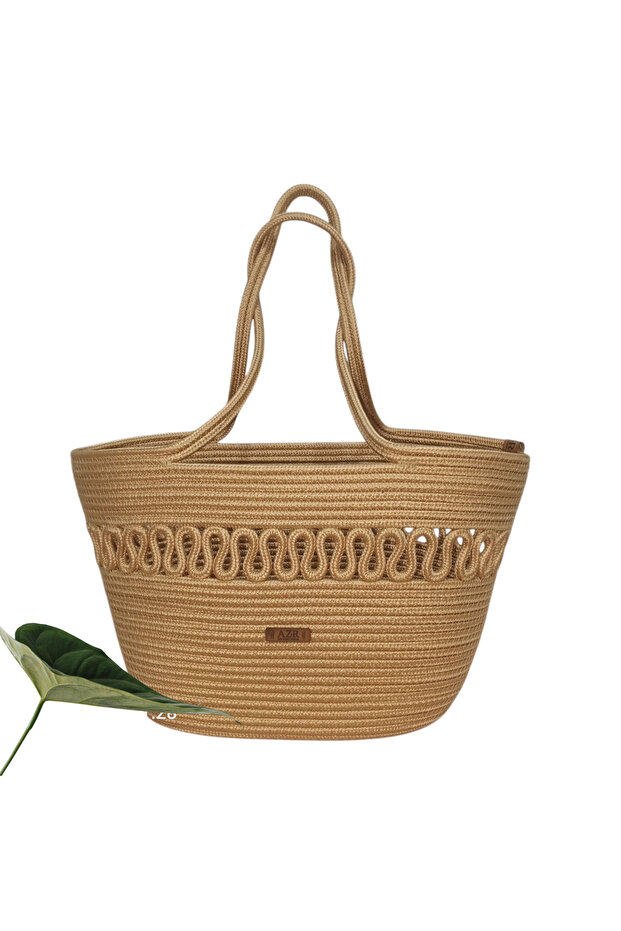Jute straw hand knitted women handbag beach bag