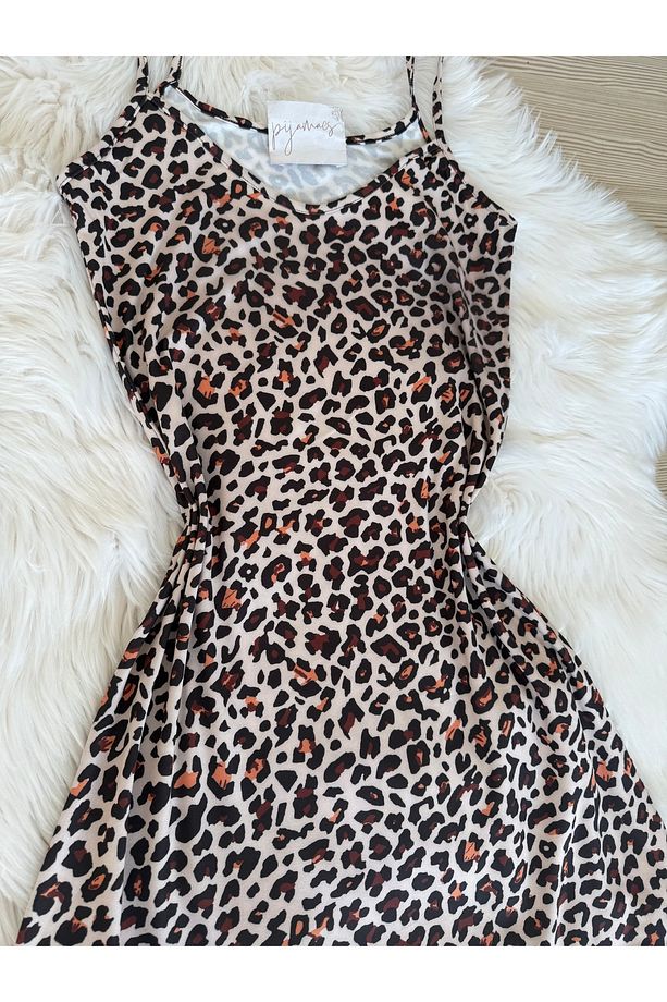 Leopar Desenli Gecelik Elbise - 3