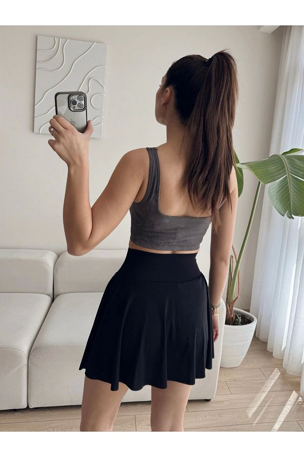 Ruth Gizli Cep Şort Etek - SİYAH - 4