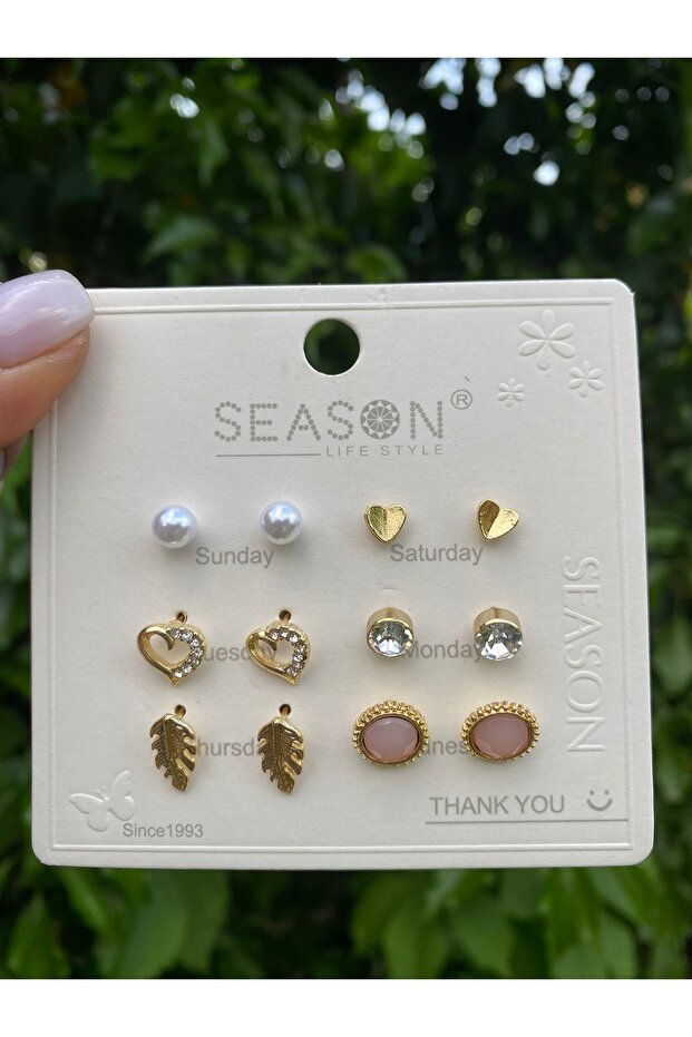 Set of 6 Nail Earrings