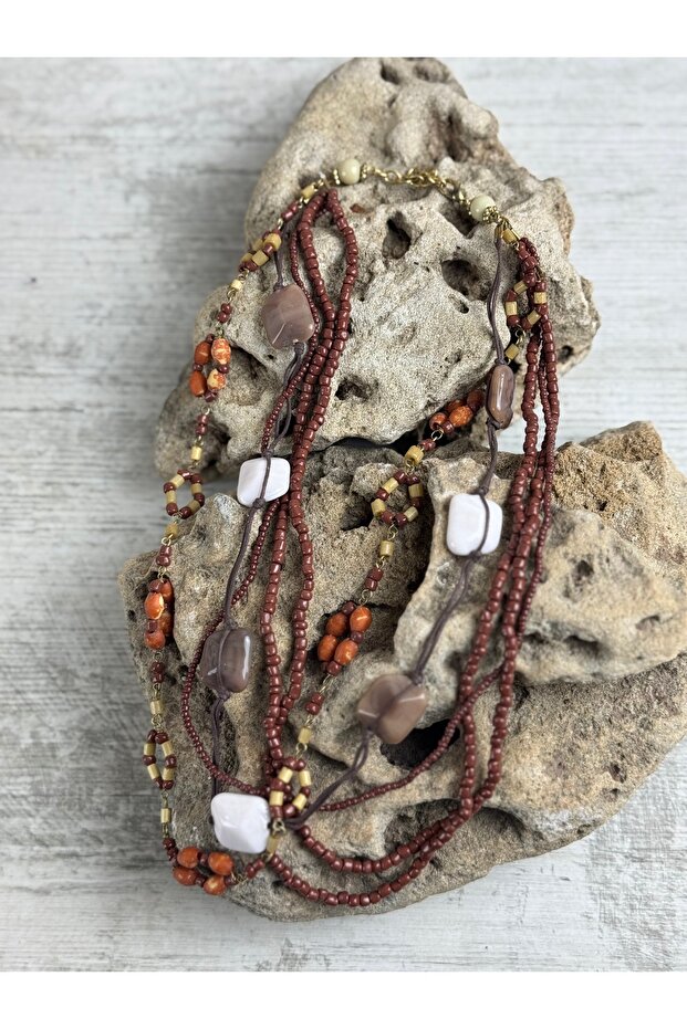 Taşlı boncuk kolye - 4