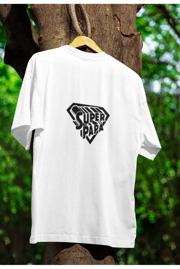 Super Papa Printed Men's Crew Neck Cotton Oversize Short Sleeve T-Shirt