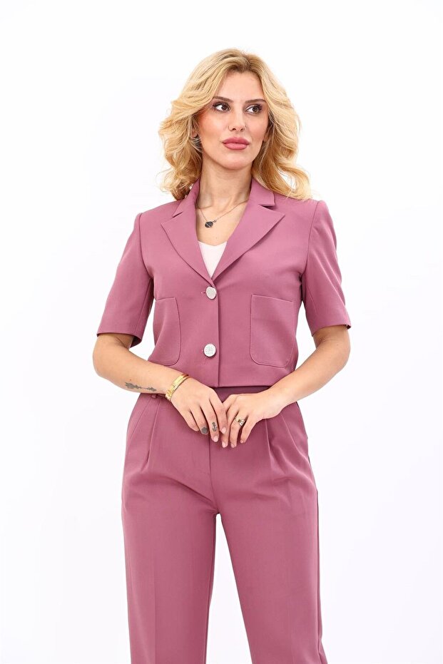 Men's Collared Short Jacket-Rose - 1053100
