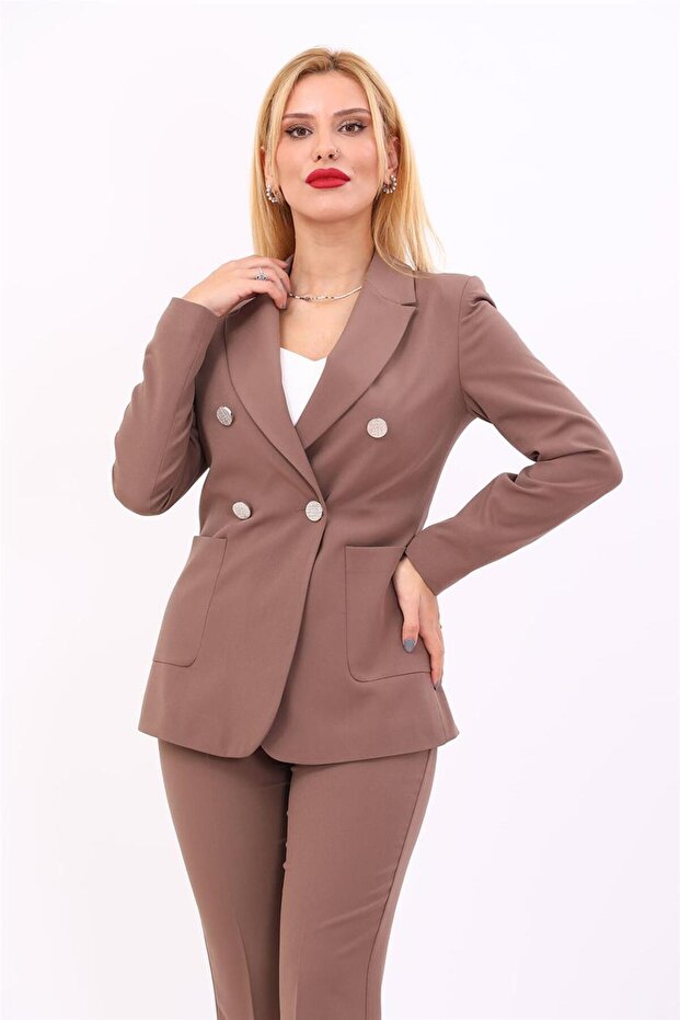 Men's Classic Jacket with Lapel Pockets - Brown - 1062100
