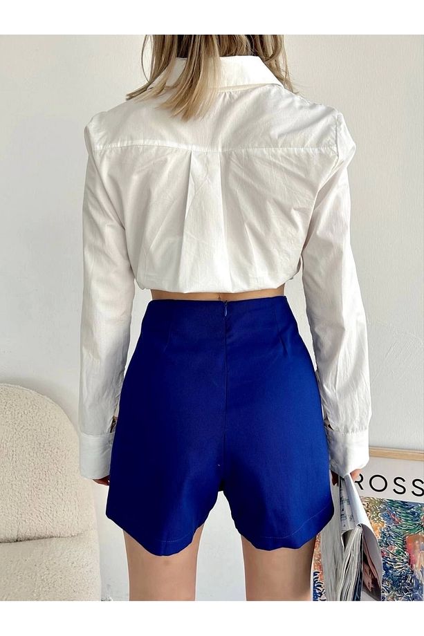 Gabardin fermuarlı şort etek S24906 - 3