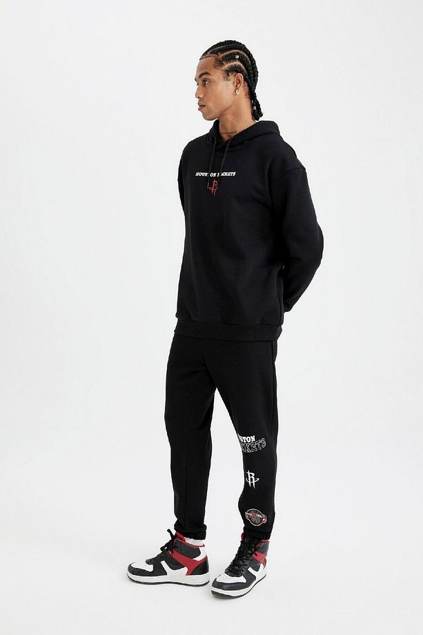 Fit Kalın Jogger Eşofman Altı Nba Houston Rockets Standart Fit Normal Kesim Cepli Düz Paça C - 3