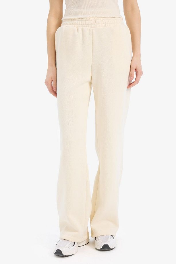 Straight Fit Kalın Eşofman Altı Cepli Beli Lastikli Basic Düz Yüksek Bel Geniş Bol Paça B8571ax25sp - 1