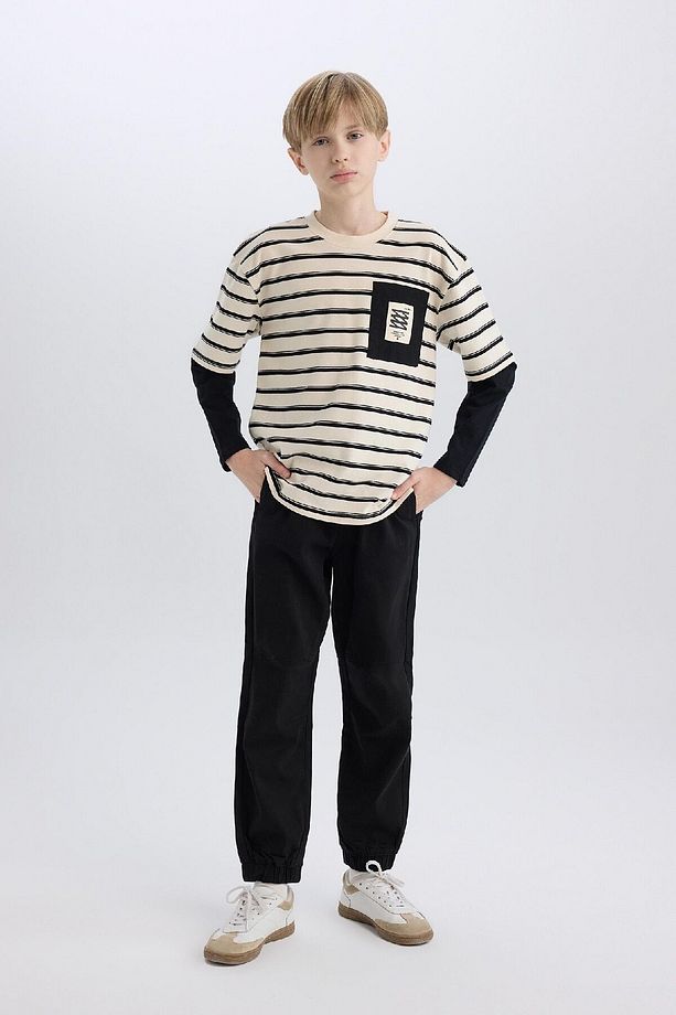 Erkek Çocuk Jogger Fit Jogger Paça Gabardin Pantolon B6713A825SM - 2