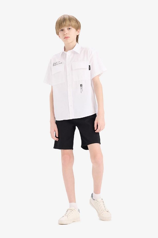 Erkek Çocuk Cepli Basic Düz Gabardin Şort C2955A825SM - 4