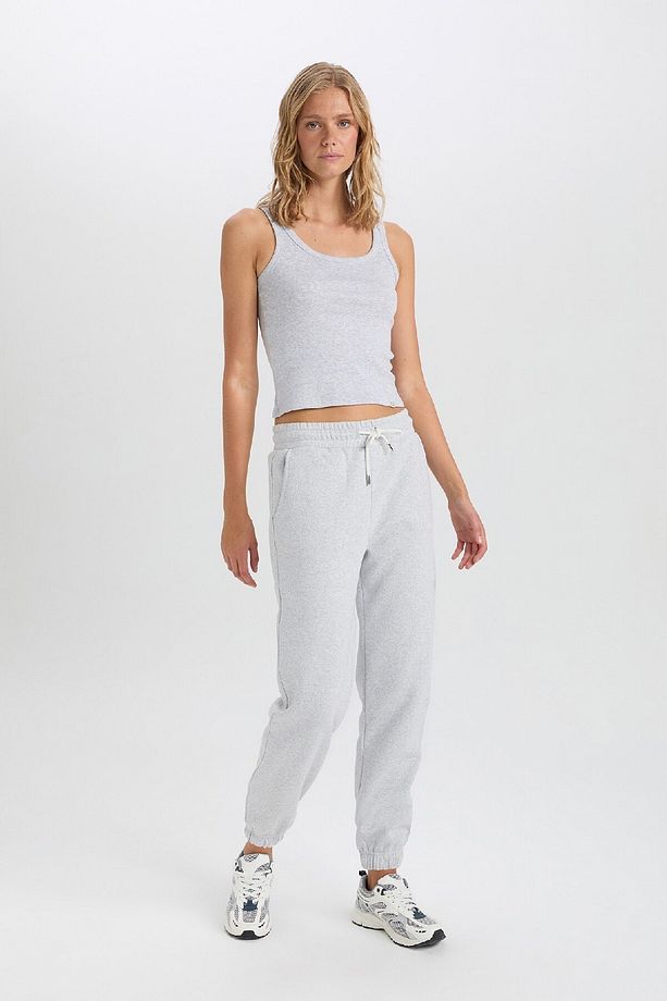 Kalın Jogger Eşofman Altı Beli Paçası Lastikli Bağcıklı Basic Düz Cepli W1505az24wn - 3
