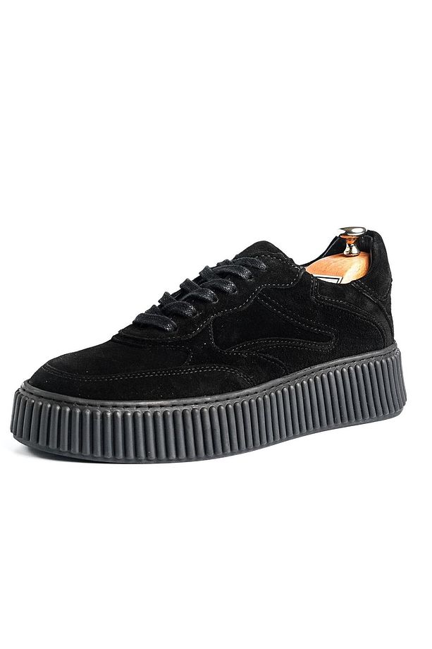 Pgup Model Hakiki Deri El Yapımı Erkek Siyah Süet Sneaker Ayakkabı - 6