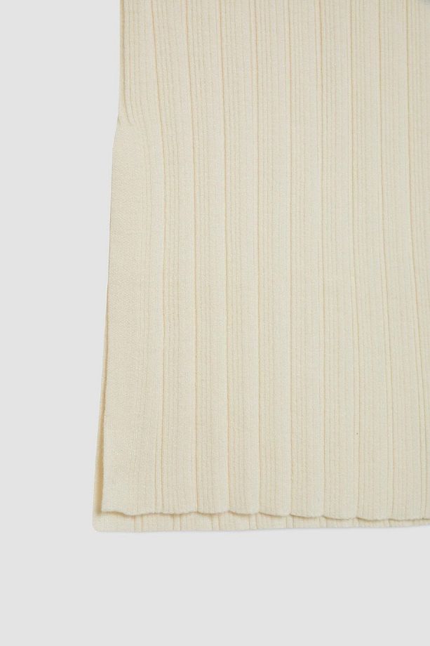 Coool Slim Fit Dar Kesim Basic Düz Yırtmaçlı Triko Midi Etek A2058ax24au - 8