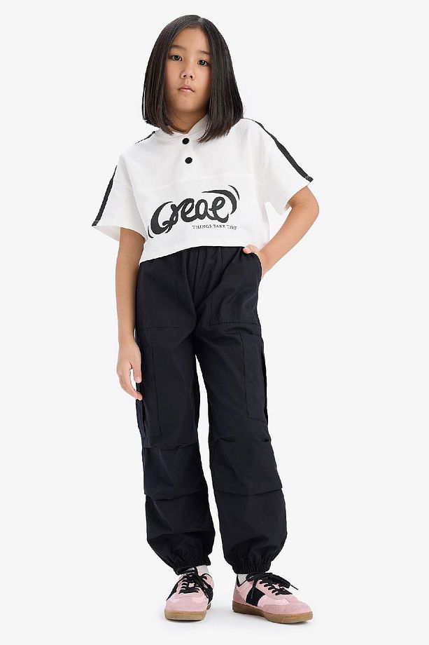 Kız Çocuk Paraşüt Kargo Jogger Paça Pantolon E0162A825SM - 4