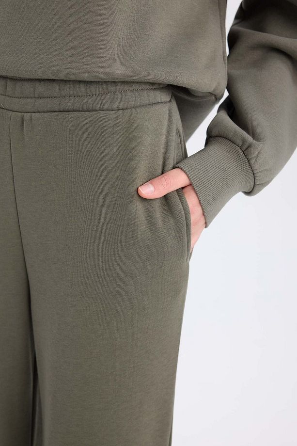 Straight Fit Kalın Eşofman Altı Beli Lastikli Cepli Yüksek Bel Basic Düz B8571ax24wn - 5