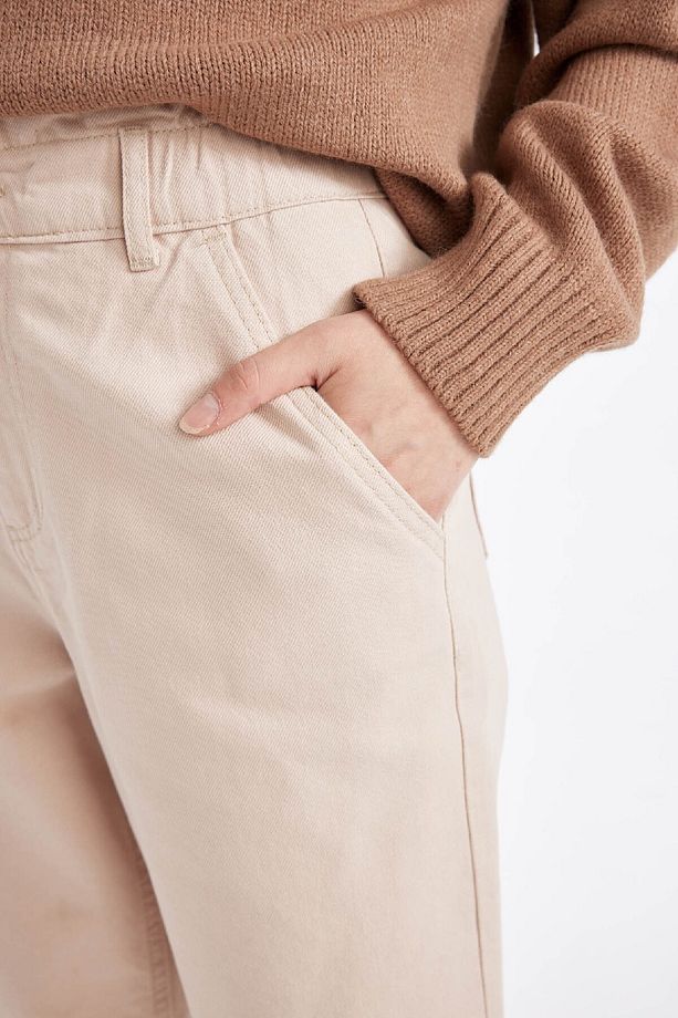 Paperbag Gabardin Kumaş Pantolon Yüksek Bel Cepli Basic Düz Standart Paça S2790az24wn - 5