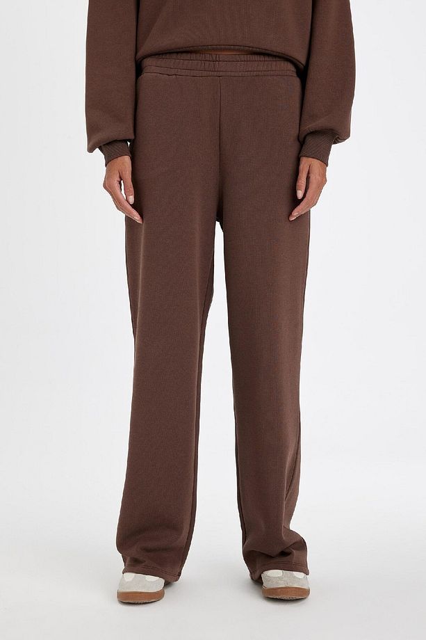 Straight Fit Kalın Kışılık Eşofman Altı Beli Lastikli Cepli Yüksek Bel Basic Düz B8571ax24wn - 1