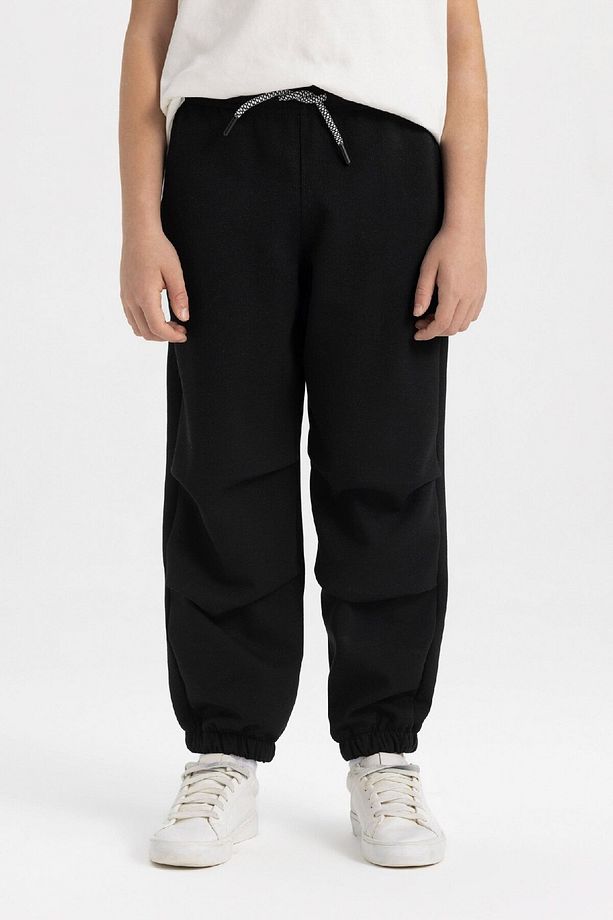 Erkek Çocuk Siyah Beli Paçası Lastikli Cepli Basic Düz Jogger Eşofman Altı C2093a824sp - 1