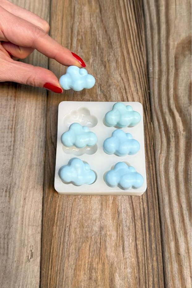 Bubble Bulut Mini 6'lı Silikon Mum Kalıbı - 1