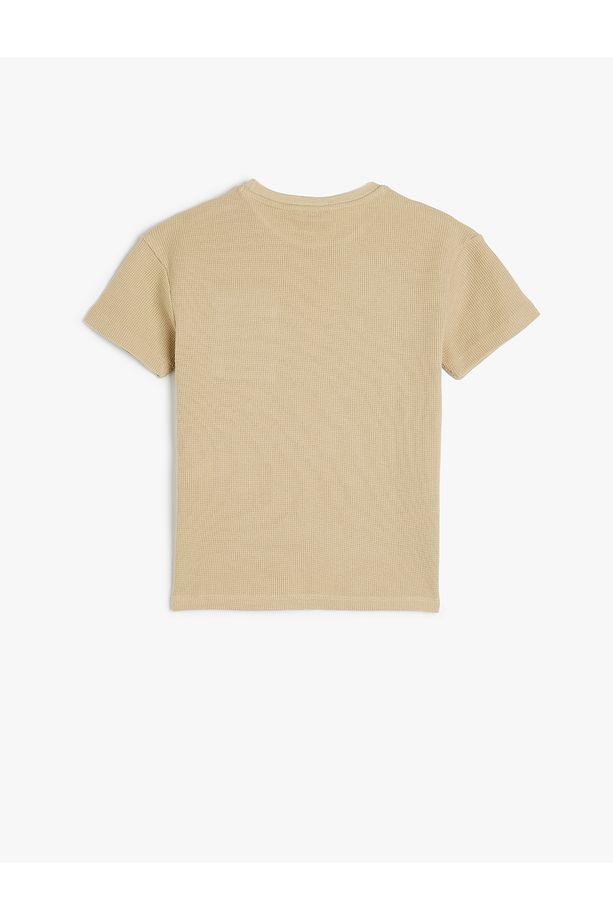 Oversize Basic Tişört Kısa Kollu Bisiklet Yaka Dokulu Cep Detaylı Pamuklu - 2