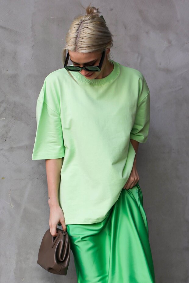 Ανοιχτό πράσινο μπλουζάκι Basic oversized MG1687 - 1