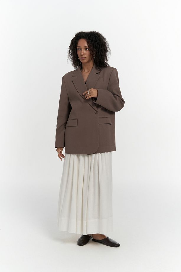 Solara Arkası Düğmeli Mocha Blazer - 4