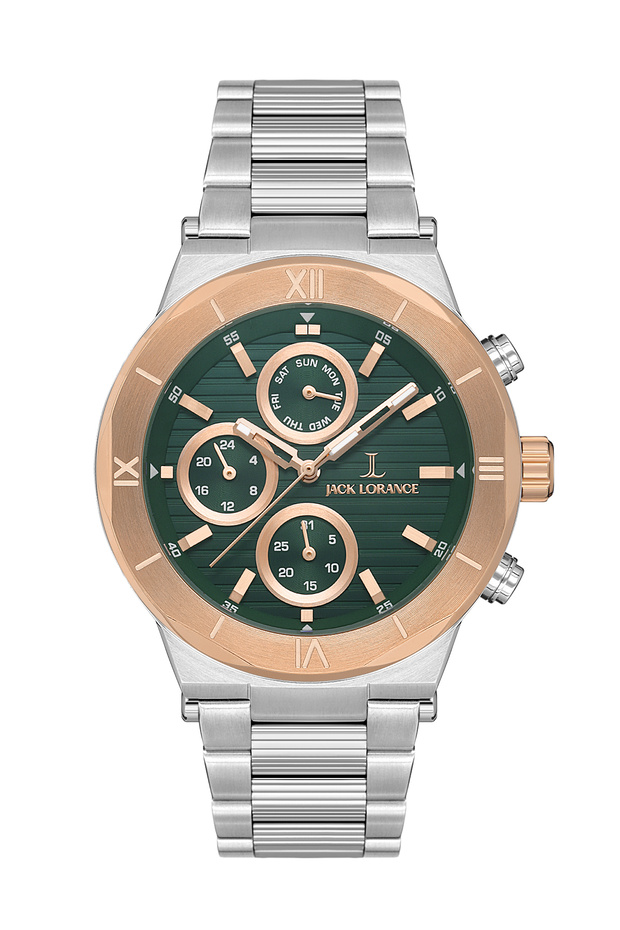 Jls0332201 Green & Silver & Rose Steel Men's Watch