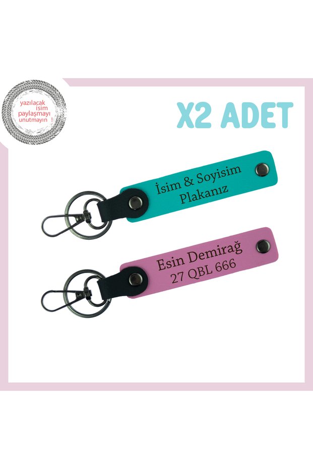 Motorcycle 2-Key Chain, Souvenir with Plate Written for Gas Enthusiasts, Dark Turquoise - Pink
