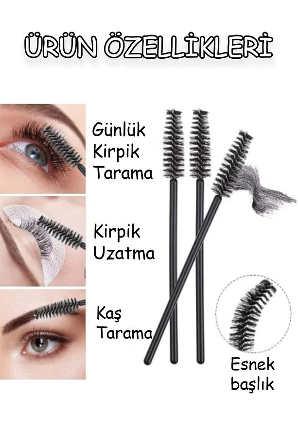 Kirpik Fırçası 50 Adet Kirpik Kaş Bakım Makyaj Aracı Göz Makyajı Şekillendirme Tarağı Maskara - 5