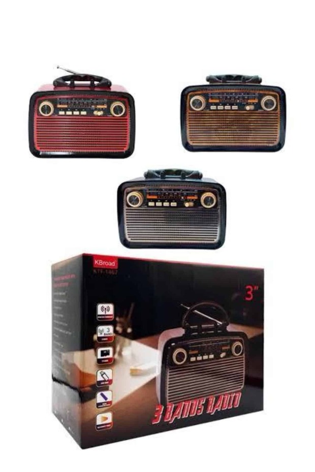 Nostaljik Görünümlü Ahşap Radyo TF SD USB Girişli Led Fener Işıklı - 2