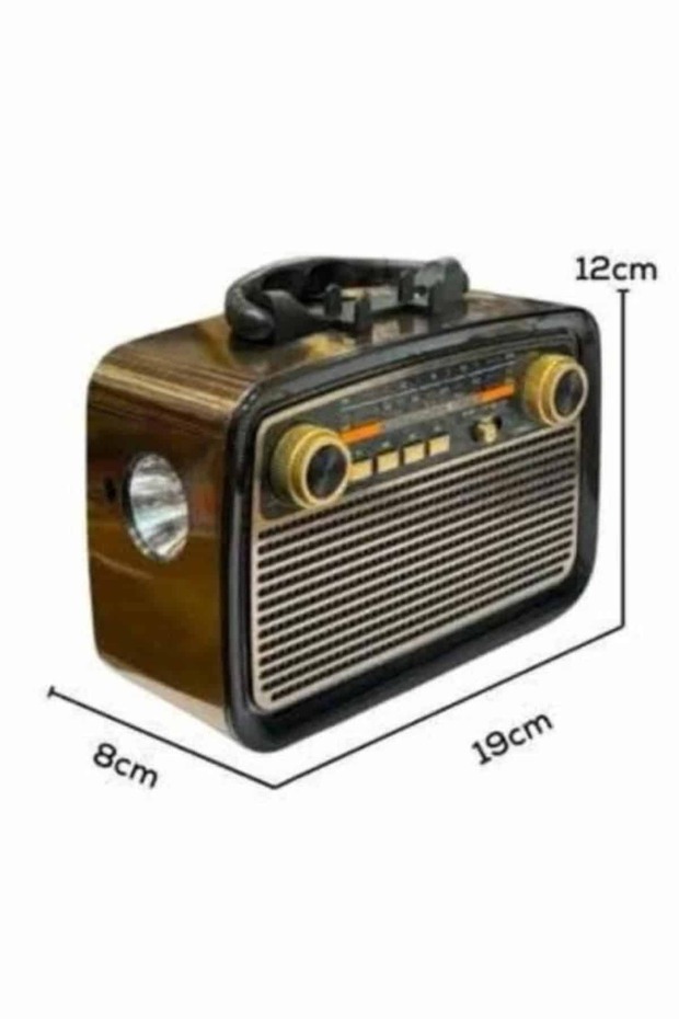 Nostaljik Görünümlü Ahşap Radyo TF SD USB Girişli Led Fener Işıklı - 5