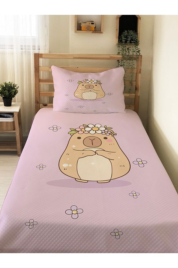 Capybara Desenli Tek Kişilik Pike 160x220 cm - 1