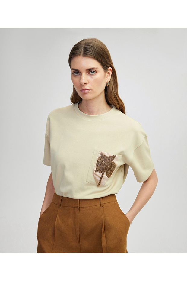 Palmiye işlemeli tişört - 1