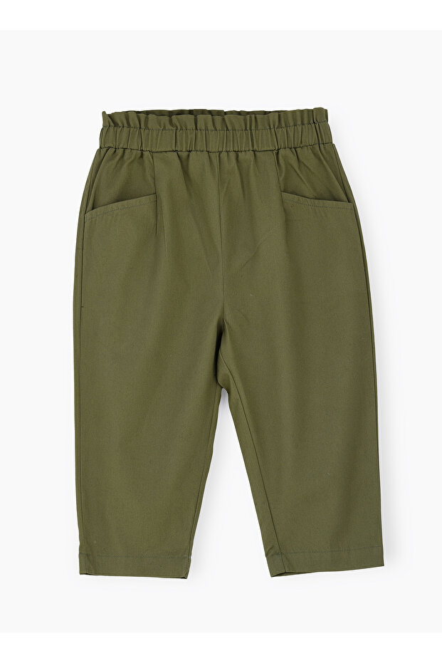 Girls' Olive Green Cotton Woven Culottes