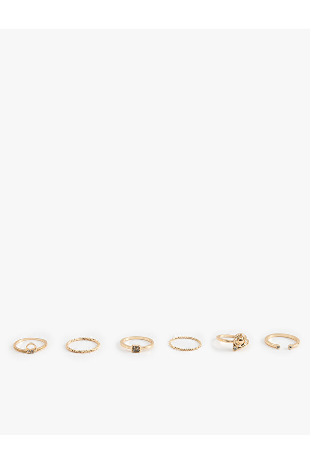 Stone Detailed 6-Piece Ring Set