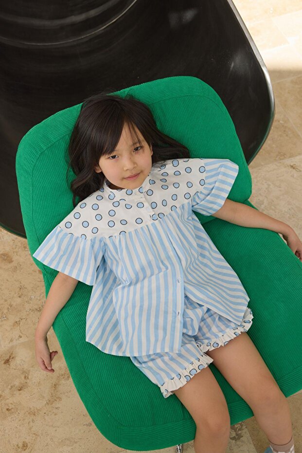 Mavi Çizgili Poplin takım - 6