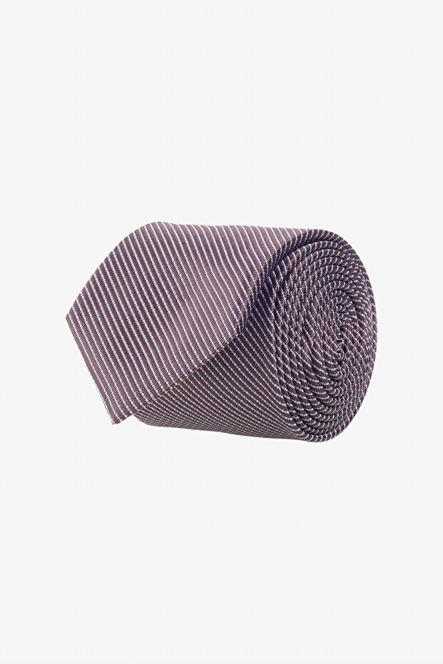 ربطة عنق رجالية منقوشة باللون البني والأزرق - 1