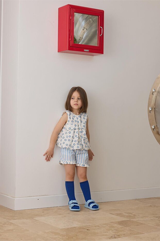 Mavi Puantiyeli Poplin Takım - 7