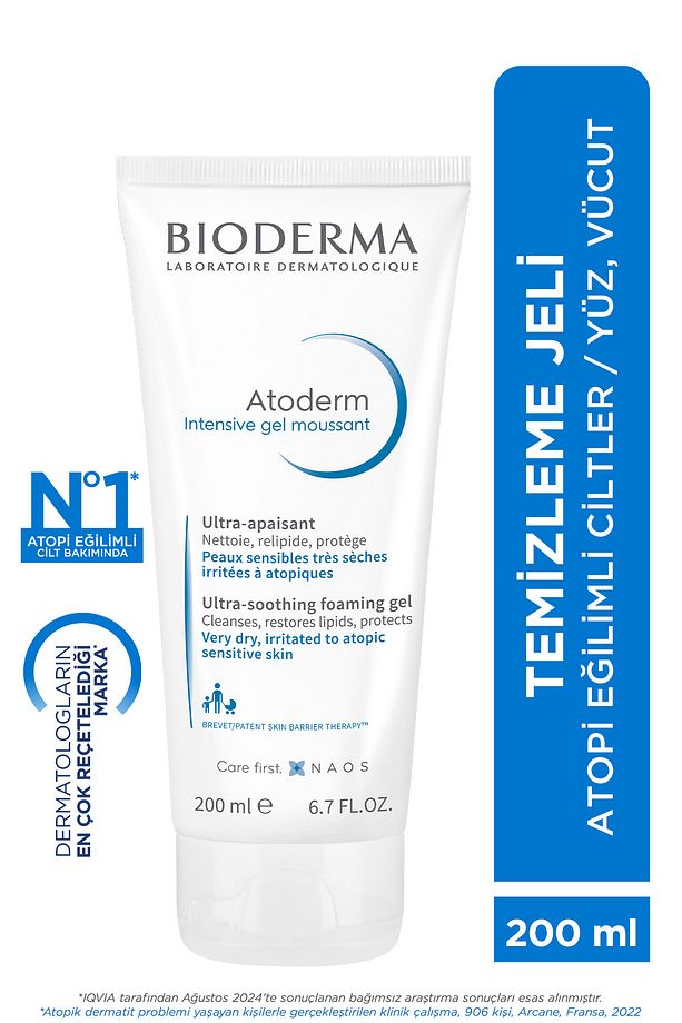 Atoderm Intensive Foaming Gel Çok Kuru Atopi Eğilimli Cilt Onarıcı Temizleme Jeli Niasinamid 200 ml - 1