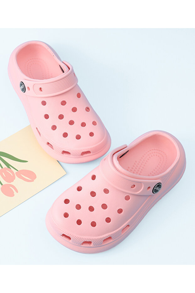 SAPS Solid Back Strap Closure Clogs - Pink - 2