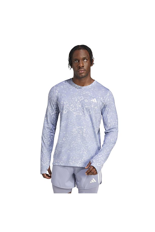 JD7770 OTR E AOP LS M Mavi Yuvarlak Yaka Regular Fit Desenli Erkek T-Shirt - 1