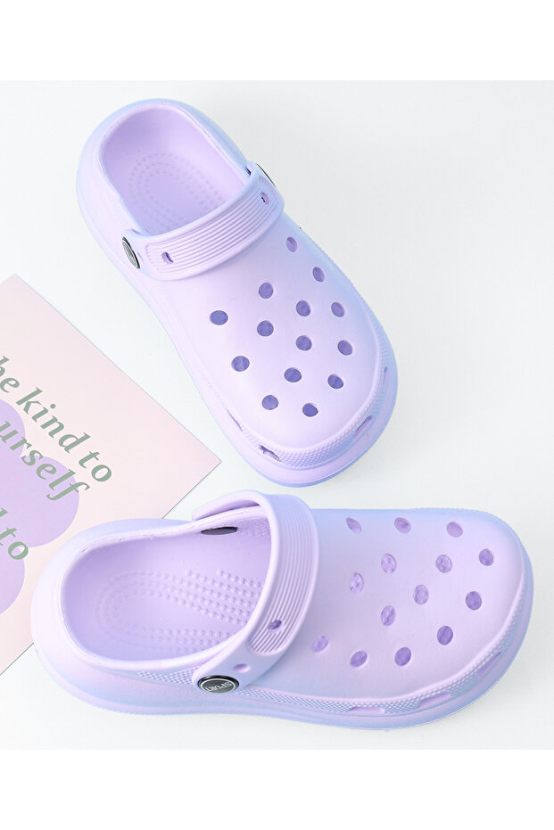 SAPS Solid Back Strap Closure Clogs - Purple - 3