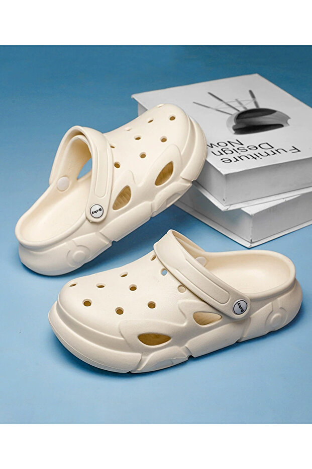 SAPS Solid Back Strap Closure Clogs - Off White - 1