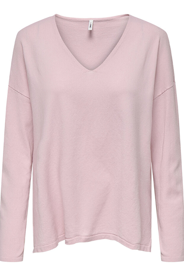 Kadın Oversize V Yaka Basic Kazak - 15340735 - 4